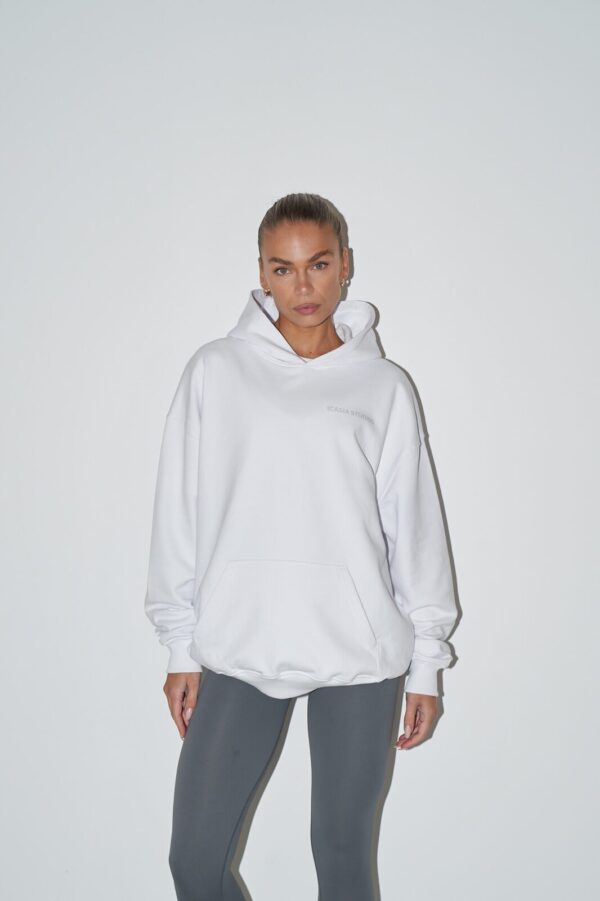 Women's Oversized Hoodie in white with grey print