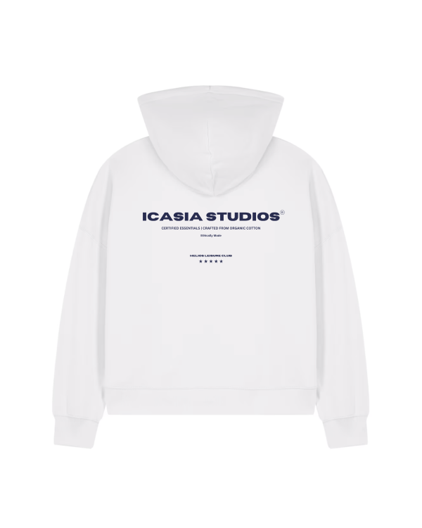 White Helios Cropped Zip Through Hoodie